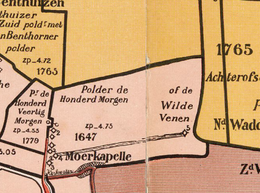 Locatie van de Wilde Venen, waar van de Hoeven penningmeester van was, op de polderkaart van W.H. Hoekwater (1901)